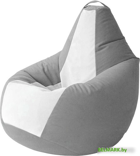 Кресло-мешок Kreslomeshki Груша Kombo XXXL GKV-145x100-SB (сталь/белый) - фото