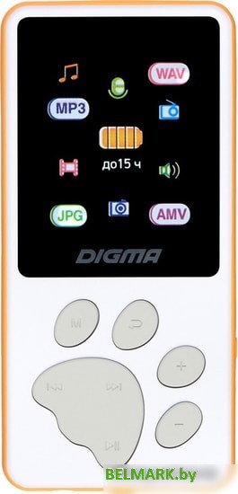 MP3 плеер Digma S4 8GB (белый/оранжевый) - фото