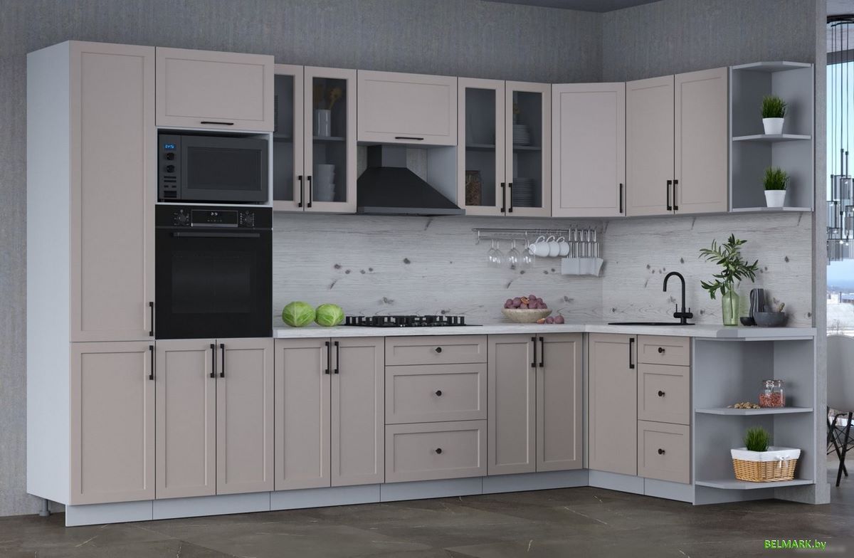 Готовая кухня Интерлиния Тренд 1.68x3.4 ВТ правая (луна/луна/бискайская сосна) - фото2