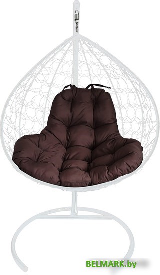 Подвесное кресло M-Group XL 11120105 (белый ротанг/коричневая подушка) - фото