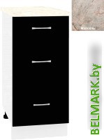 Шкаф напольный Кортекс-мебель Корнелия Лира НШ40р3ш (черный/марсель) - фото