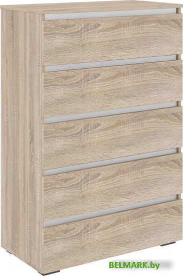 Комод Кортекс-мебель Бари 80 5ш (дуб сонома/дуб сонома/белый) - фото