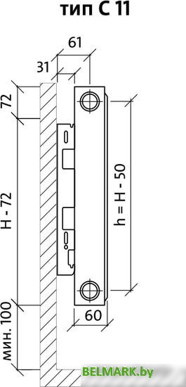 Стальной панельный радиатор Royal Thermo Compact C11-500-500 (Bianco Traffico) - фото2