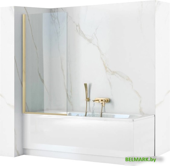 Стеклянная шторка для ванны Rea Elegant 80 (матовое золото/прозрачное стекло) - фото