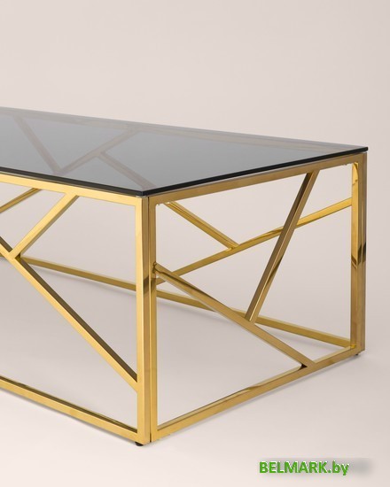 Журнальный столик Stool Group Арт Деко 120x60 ECT-015-TG-SK (стекло Smoke/сталь золото) - фото2