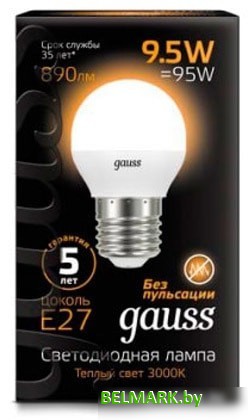 Светодиодная лампа Gauss LED Globe E27 9.5 Вт 3000 К 105102110 - фото2