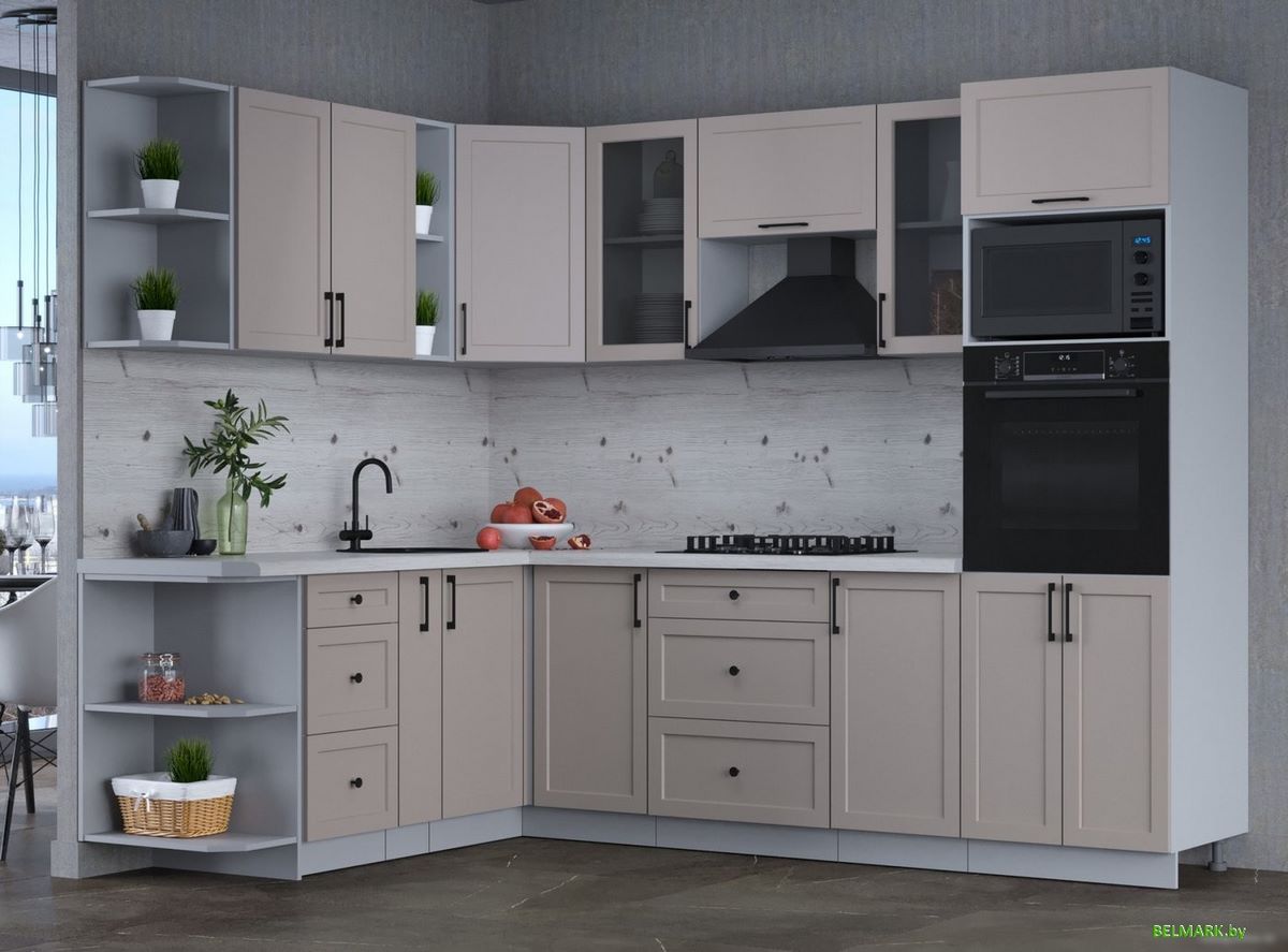 Готовая кухня Интерлиния Тренд 1.88x2.6 ВТ левая (луна/луна/бискайская сосна) - фото2