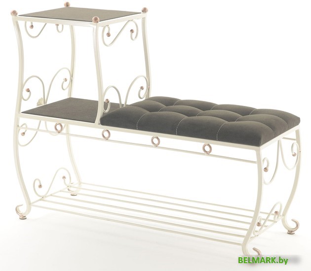 Банкетка AMC 8(1000)32 с этажеркой (слоновая кость/венге) - фото