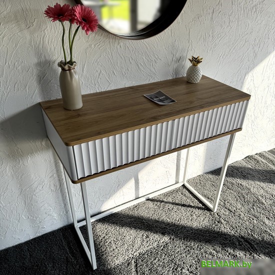 Консольный стол Shtabe Royal 5011 эко (белый/дуб кантри золотой/белый) - фото2