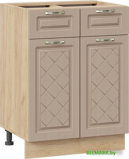 Шкаф напольный Трия Бьянка 1Н6Я1 (дуб крафт золотой/дуб кофе) - фото