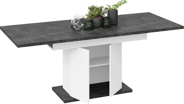 Кухонный стол Трия Детройт Тип 1 (белый/ателье темный) - фото