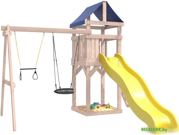 Игровой комплекс National Tree Company С трапецией и качелями IgroWoods ДКНП-14 (не окрашен) - фото