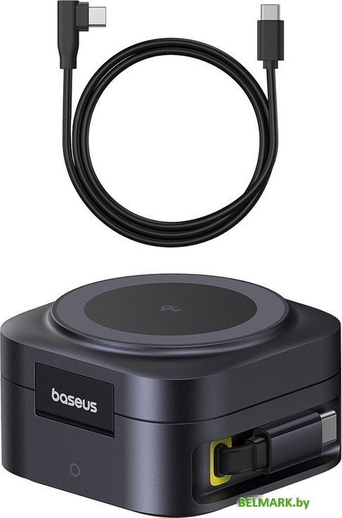 Сетевое зарядное Baseus PicoGo Series 2-in-1 Magnetic Wireless Charger Qi2 67W P10276800123-00 (черный) - фото2