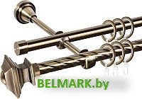 Карниз для штор АС ФОРОС Grace D16K/16Г составной + наконечники Верди (3.2м, антик) - фото