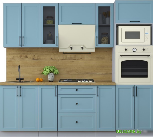 Готовая кухня Интерлиния Тренд 2.4В (океан/океан/дуб бунратти) - фото
