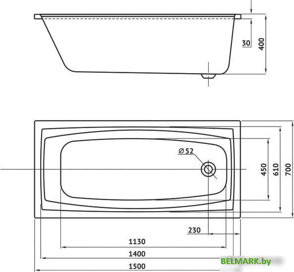 Ванна Berges Wasserhaus Feya 150x75 050010 - фото2