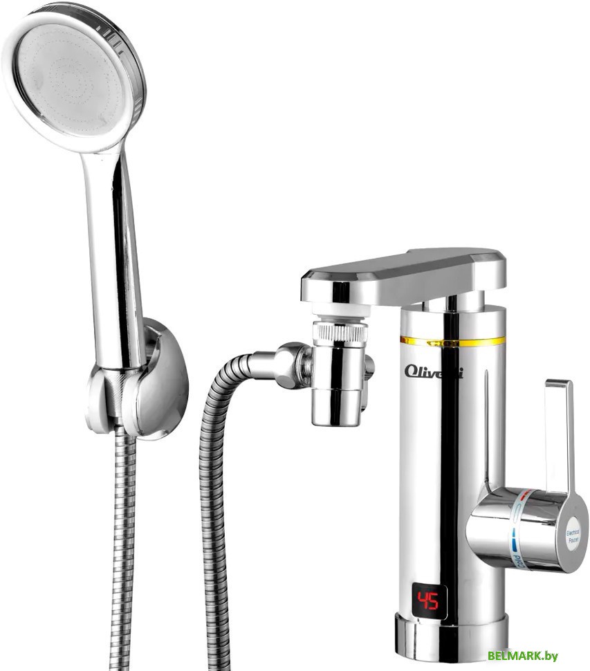 Проточный электрический водонагреватель кран+душ Olivetti OL-WH4056SS - фото