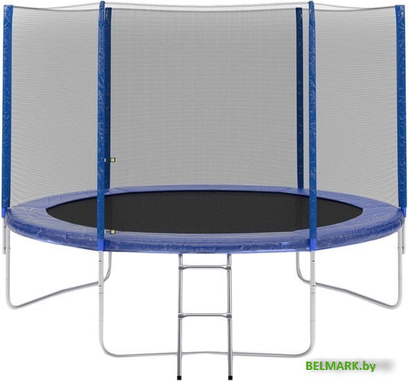 Батут Atlas Sport 312 см - 10ft Basic (с лестницей, внешняя сетка, синий) - фото