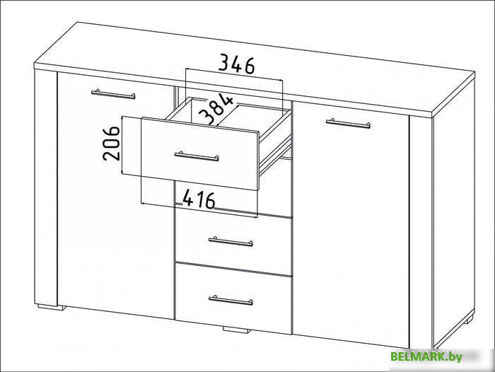 Комод Интерлиния Коламбия КЛ-10 (дуб сонома/дуб белый) - фото2