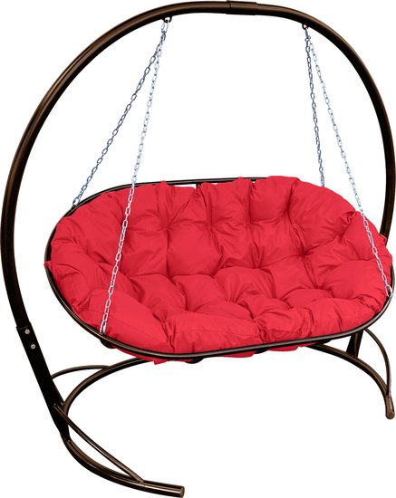 Подвесной диван M-Group Мамасан 12120206 (коричневый/красная подушка) - фото