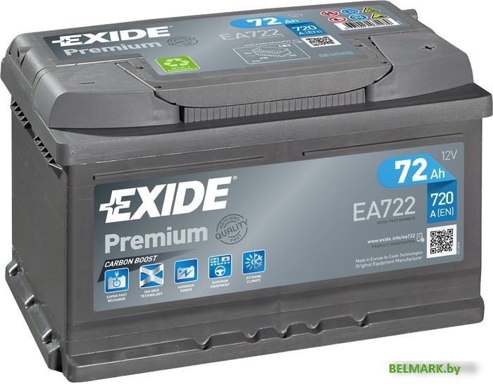 Автомобильный аккумулятор Exide Premium EA722 (72 А/ч) - фото