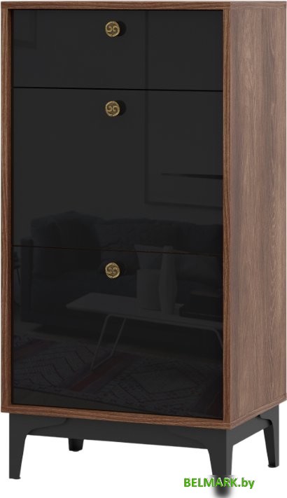 Тумба НК-Мебель Brass KM-4 (черный глянец) - фото