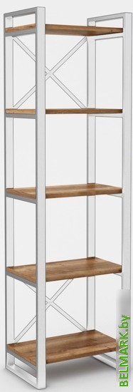 Стеллаж Hype Mebel Стандарт 80x170 (белый/дуб галифакс олово) - фото