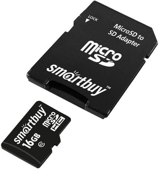 Карта памяти Smart Buy microSDHC SB16GBSDCL10-01LE 16GB (с адаптером) - фото