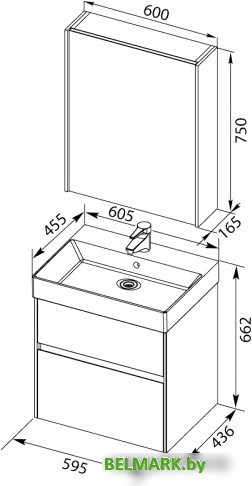 Мебель для ванных комнат Aquanet Комплект Бруклин 60 00207803 (белый) - фото2