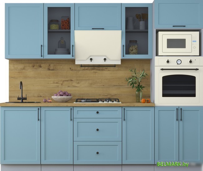 Готовая кухня Интерлиния Тренд 2.5В (океан/океан/дуб бунратти) - фото