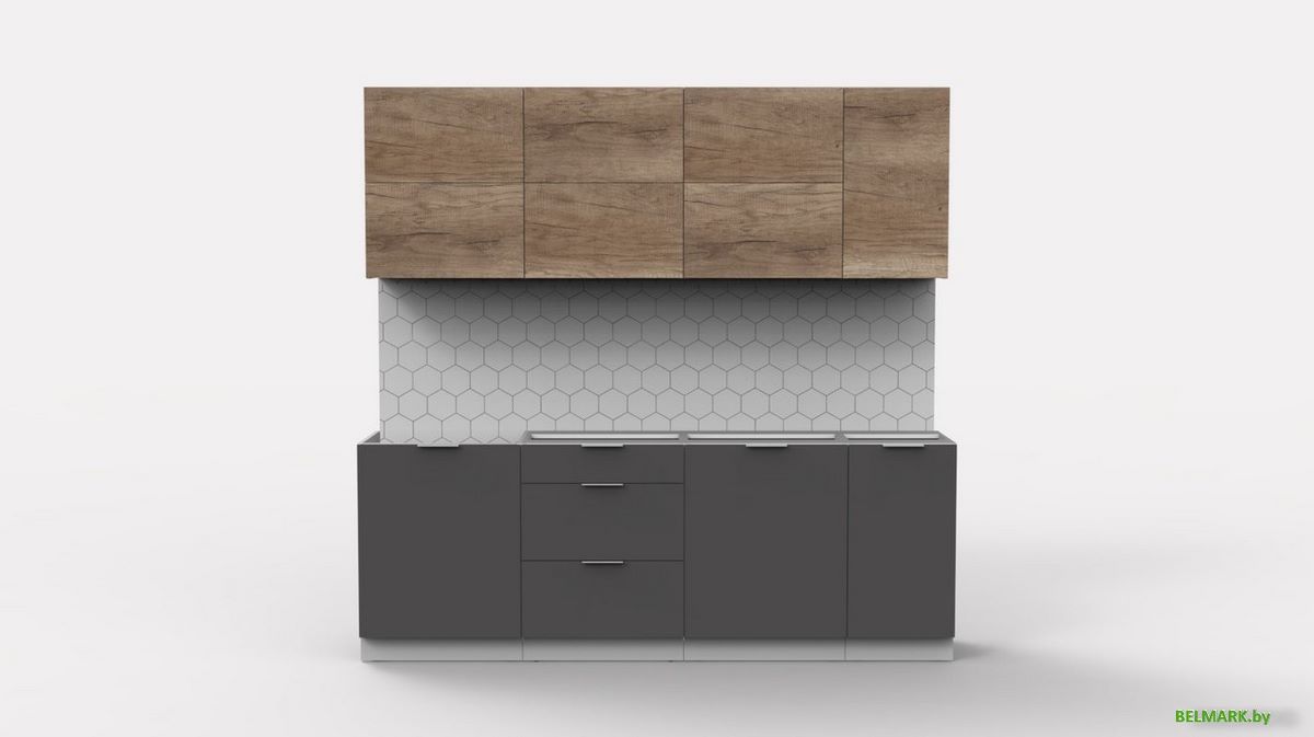 Готовая кухня Интермебель Микс Топ-37 2.2м без столешницы (дуб каньон/графит серый) - фото2