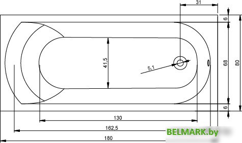 Ванна Riho Miami 180x80 (с ножками) - фото2