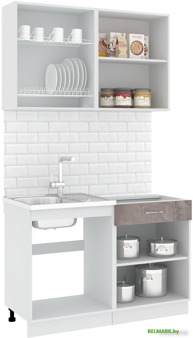 Готовая кухня Кортекс-мебель Корнелия Лира-лайт 1.2м без столешницы (капучино/оникс) - фото2