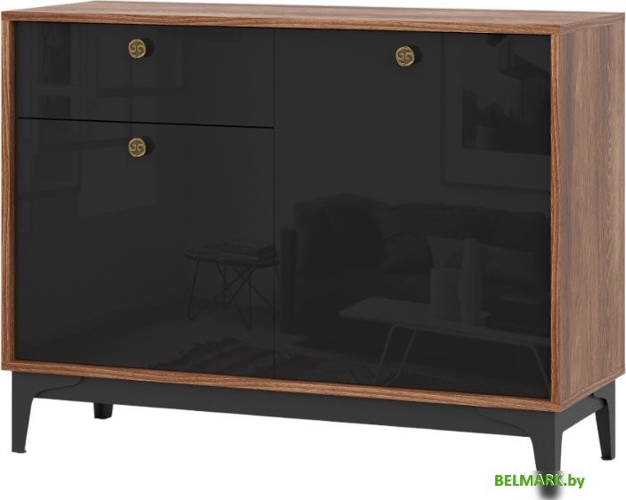 Тумба НК-Мебель Brass KM-3 (черный глянец) - фото