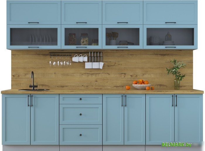 Готовая кухня Интерлиния Тренд 2.8Б (океан/океан/дуб бунратти) - фото