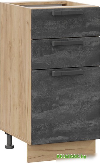 Шкаф напольный Трия Детройт 1Н4Я3 (дуб крафт золотой/угольный камень) - фото