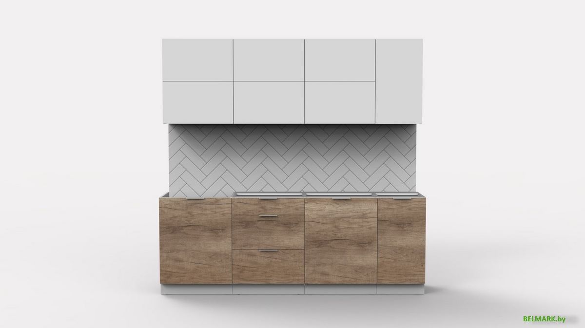 Готовая кухня Интермебель Микс Топ-37 2.2м без столешницы (белый премиум/дуб каньон) - фото2