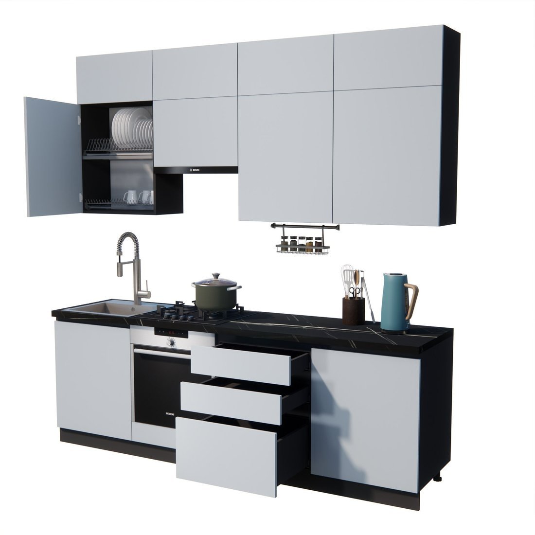 Готовая кухня ВерсоМебель Эко Премиум 2.4 (сумеречный голубой/ст. тунис) - фото2