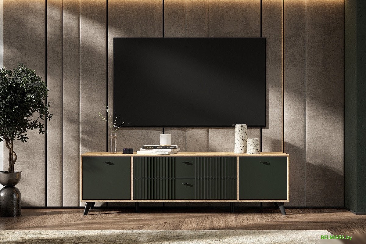 Тумба SV-Мебель МС Милан К (дуб золотой/олива софт) - фото