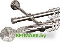 Карниз для штор АС ФОРОС Grace D25К/16Г + наконечники Ампир (3м, сатин) - фото