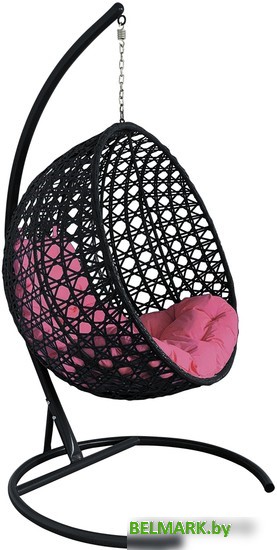 Подвесное кресло M-Group Круг Люкс 11060408 (черный ротанг/розовая подушка) - фото