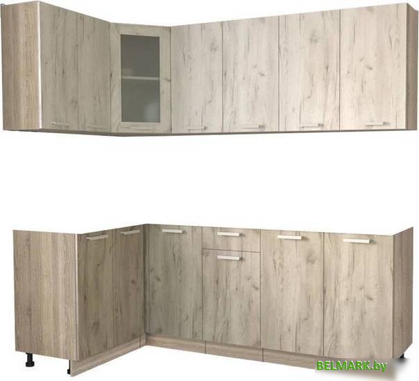 Готовая кухня Интерлиния Мила 12x22 без столешницы (дуб белый/дуб серый) - фото