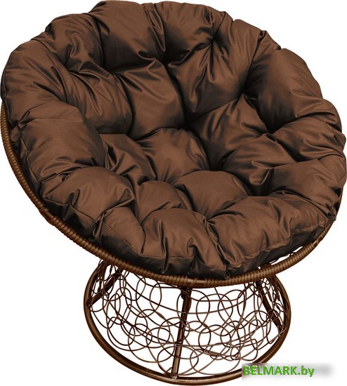 Кресло M-Group Папасан 12020205 (коричневый ротанг/коричневая подушка) - фото