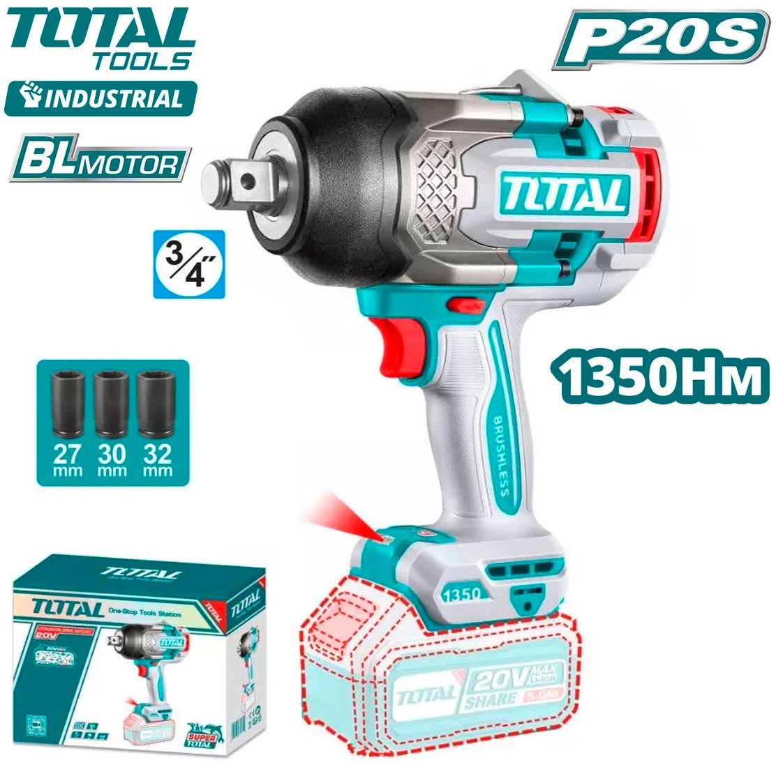 Гайковерт Total TIWLI201351 (без АКБ) - фото