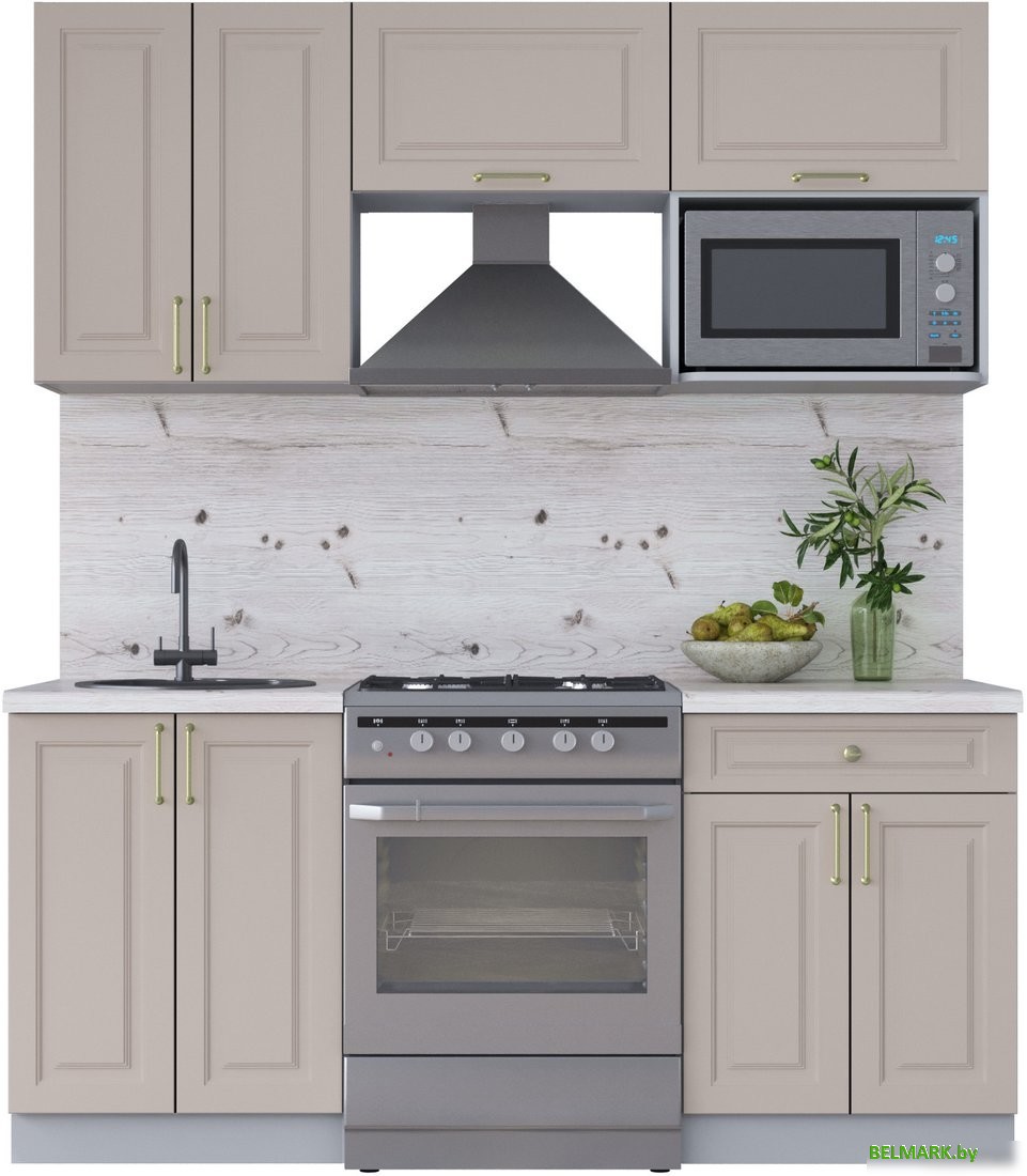 Готовая кухня Интерлиния Мила Шато 1.8В (луна/луна/бискайская сосна) - фото