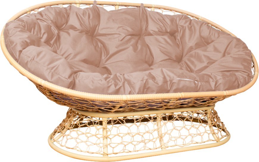 Садовый диван M-Group Мамасан 12850501 (бежевый ротанг/бежевая подушка) - фото