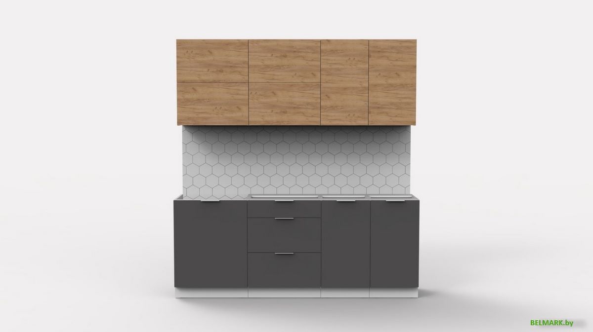 Готовая кухня Интермебель Микс Топ-35 2.0м без столешницы (дуб крафт золотой/графит серый) - фото2