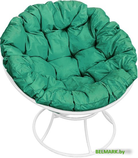Кресло M-Group Папасан 12010104 (белый/зеленая подушка) - фото
