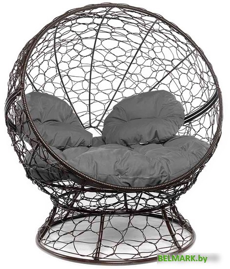 Кресло M-Group Апельсин 11520209 (коричневый ротанг/серая подушка) - фото