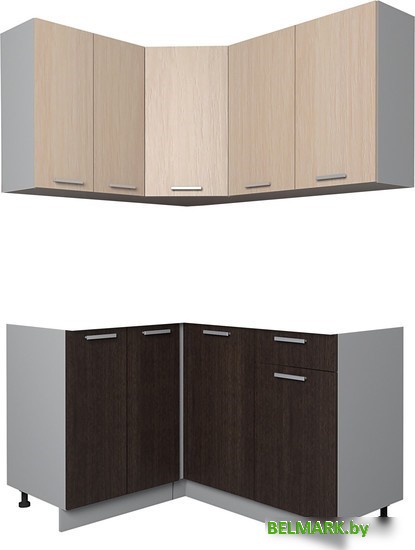 Готовая кухня Интерлиния Мила Лайт 1.2x1.4 без столешницы (дуб молочный/дуб венге) - фото